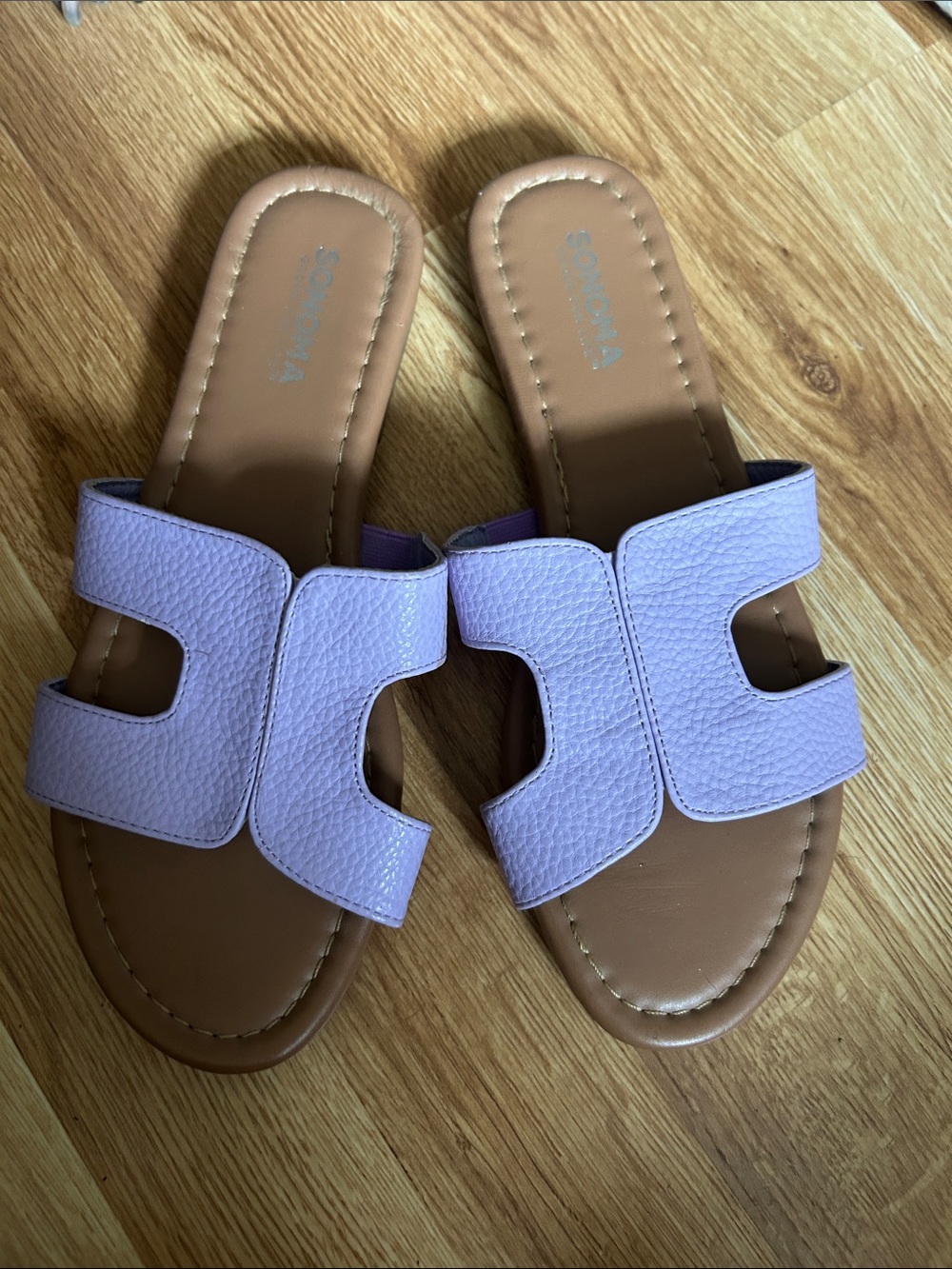 Sonoma Lilac Slide Sandals with Tan Footbed